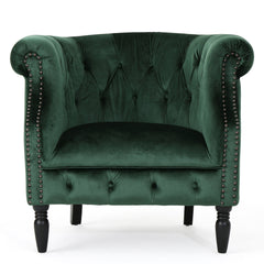 Celestialis Upholstered Club Chair with Tub Design and Rolled Recessed Armrests