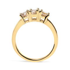 10K Yellow Gold 1.00 Cttw Champagne Diamond 3-Stone Band Ring (J-K Color, I1-I2 Clarity) - Size 7