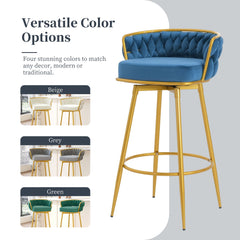 Modern Low Back Upholstered Counter Height Bar Stools (Set of 2)