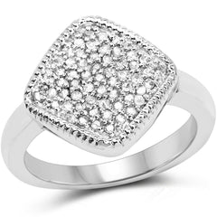 0.23 Carat Genuine White Diamond .925 Sterling Silver Ring