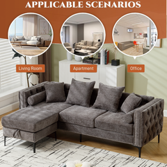 L Shaped Sectional Sofa Chenille Dark Gray