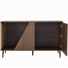 Cat Furniture 2 IN 1 Modern Walnut Cabinet Side Table With Spring-Loaded Door