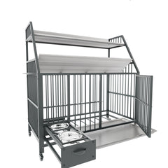 Large Pet Cage with Storage Rack and Stainless Steel Basins