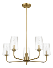 Dazzle Five Lights Chandelier With Clear Seeded Glass - Satin Brass