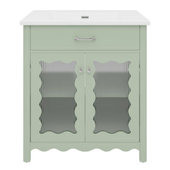 Modern Bathroom Vanity With Tempered Glass Doors