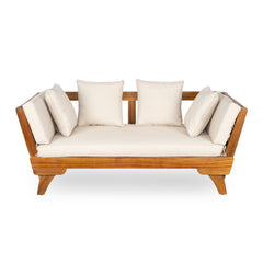 Outdoor Patio Daybed Sofa, 3-Seat Sofa with Foldable Arm & Removable Cushions