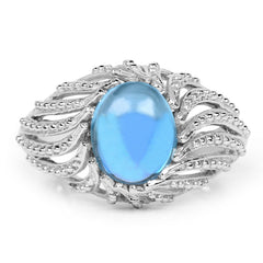 3.65 Carat Genuine Swiss Blue Topaz .925 Sterling Silver Ring