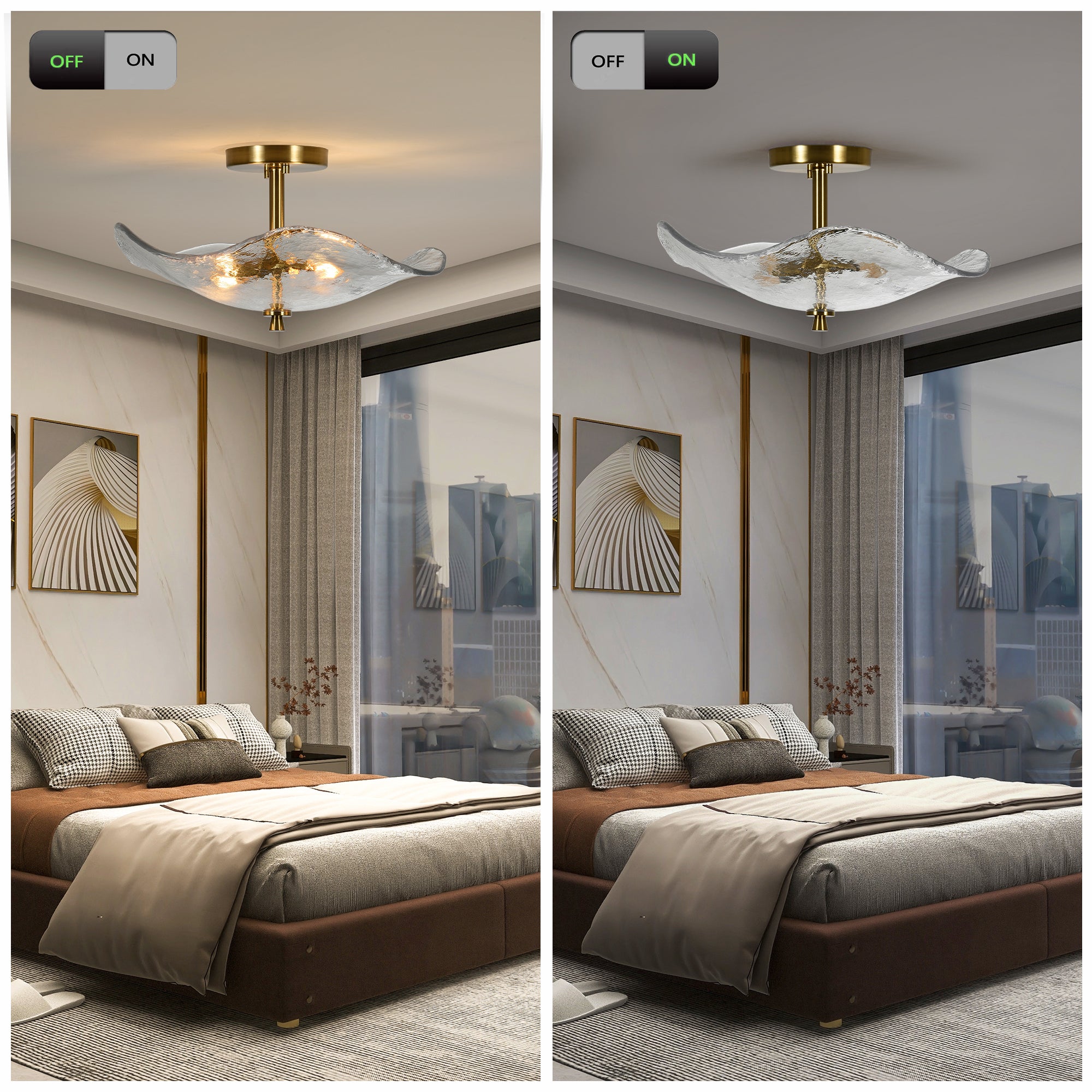 Glass Semi Flush Mount Ceiling Light