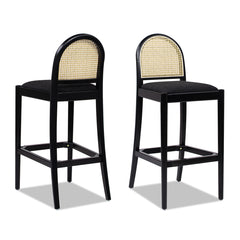 Arlin Upholstered Stool with Curved Back and Footrest - Set of 2