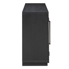 4-Door Large Storage Sideboard Buffet Cabinet with Glass Doors Arched Cabinet (Black)