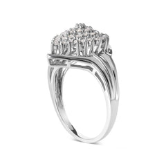 10K White Gold 1/2 Cttw Diamond Pear Shaped Cluster Ring (H-I Color, I1-I2 Clarity) - Ring Size 7