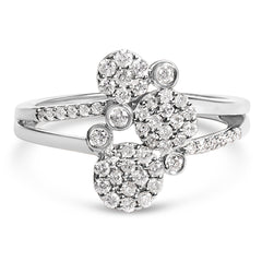 14K Rose Gold Plated .925 Sterling Silver 1/2 Cttw Diamond Scatter Composite Bypass Ring (I-J Color, I1-I2 Clarity) - Size 7