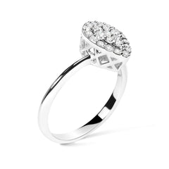 10K White Gold 3/8 Cttw Round-Cut Lab Grown Diamond Cluster Pear Promise Ring (G-H Color, VS2-SI1 Clarity) - Size 7