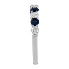 10KT White Gold 1/2 cttw Diamond and 3MM Created Blue Sapphire Gemstone Band Ring (H-I, I1-I2) - Size 7