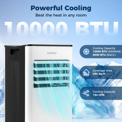10000 BTU Portable Air Conditioner with Fan and Dehumidifier and LED Display