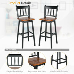 30.5 Inches Set of 2 Swivel Bar Stools with 360° Swiveling