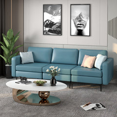 3-Seat Sectional Sofa Couch with Armrest Magazine Pocket and Metal Leg
