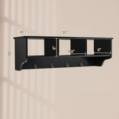 Wall Mount Cubby Organizer Hooks Entryway Storage Shelf