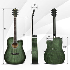 41 Inch Full Size Cutaway Acoustic Guitar Set for Beginner