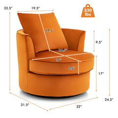 Modern 360° Swivel Barrel Chair with No Assembly Needed-Orange