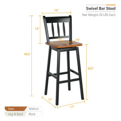 30.5 Inches Set of 2 Swivel Bar Stools with 360° Swiveling