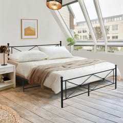 Full/Queen Size Metal Bed Frame Platform with Headboard