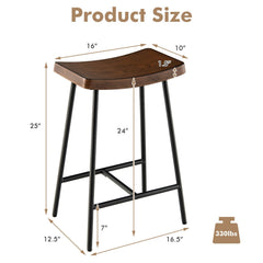 Industrial Saddle Stool with Metal Legs and Adjustable Foot Pads