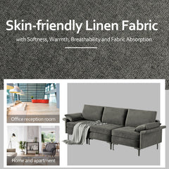 Large 3-Seat Sofa Sectional with Metal Legs for 3-4 people