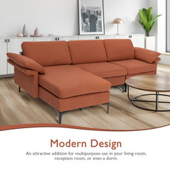 Extra Large Modular L-shaped Sectional Sofa with Reversible Chaise for 4-5 People