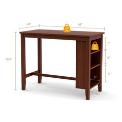 Counter Height Bar Table with 3-Tier Storage Shelves for Home Restaurant