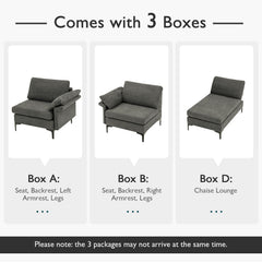 Extra Large Modular L-shaped Sectional Sofa with Reversible Chaise for 4-5 People