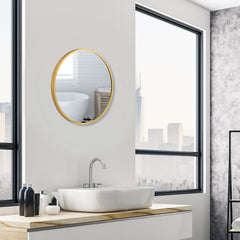 16-inch Round Wall Mirror with Aluminum Alloy Frame