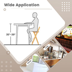 24 Inch Set of 2 Bamboo Folding Barstools with Footrests and Handles-Natural
