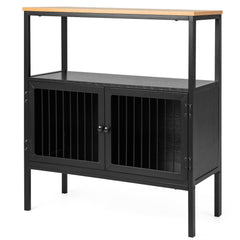 Kitchen Buffet Cabinet with 2 Doors and Open Shelf-Black