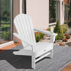 Patio HDPE Adirondack Chair with Retractable Ottoman