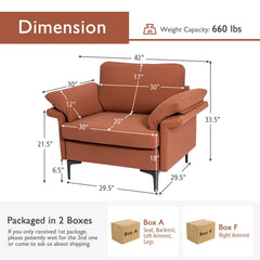 Modern Fabric Accent Armchair with Original Distributed Spring and Armrest Cushions