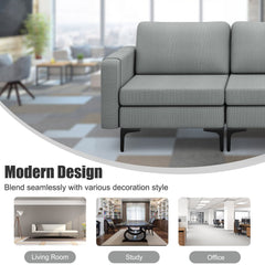 3-Seat Sectional Sofa Couch with Armrest Magazine Pocket and Metal Leg