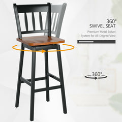 30.5 Inches Set of 2 Swivel Bar Stools with 360° Swiveling