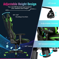 Gaming Chair Adjustable Swivel Computer Chair with Dynamic LED Lights