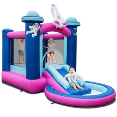 3-in-1 Inflatable Space-themed Bounce House with 480W Blower