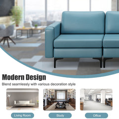 3-Seat Sectional Sofa Couch with Armrest Magazine Pocket and Metal Leg