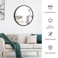 16-inch Round Wall Mirror with Aluminum Alloy Frame