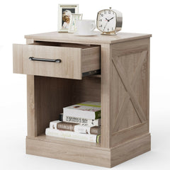 Compact Nightstand with Drawer and Shelf
