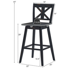 Set of 2 360-Degree Swivel Bar Stools for Home Restaurant