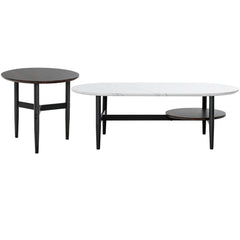Set of 2 Modern Nesting Coffee Table with Extra Storage Shelf-White