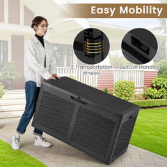 100 Gallon Resin Deck Box Outdoor Waterproof Storage Bench