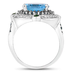 5.84 Carat Genuine Multi Stones .925 Sterling Silver Ring