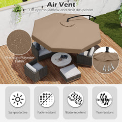 10 Feet Patio Cantilever Umbrella with Cover Tilt Adjustment and Ruffled Edge-Taupe