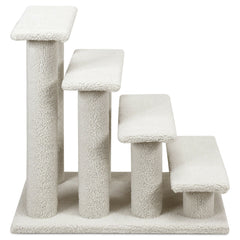4-Step Pet Stairs Carpeted Ladder Ramp Scratching Post Cat Tree Climber-Beige