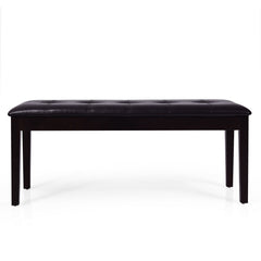 Upholstered Dining Room PU Bench Solid Wood Button Tufted